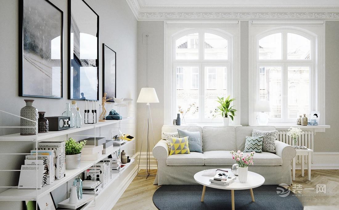 白色客厅简约时尚，具有扩大视觉空间的作用
