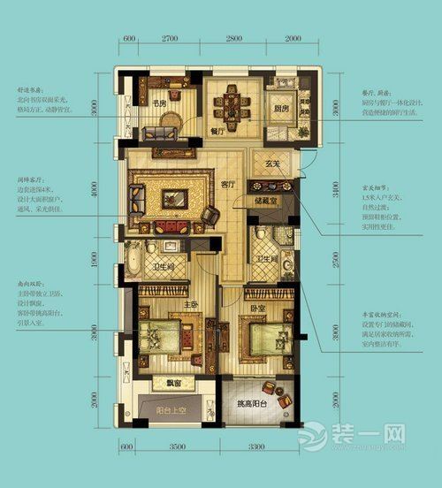 广州装饰公司荐75平米两室一厅小户型装修效果图