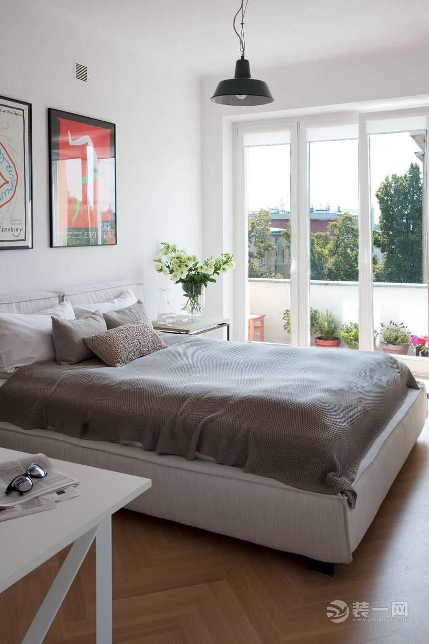 80平米田园风格小户型一居室装修案例卧室装修效果图