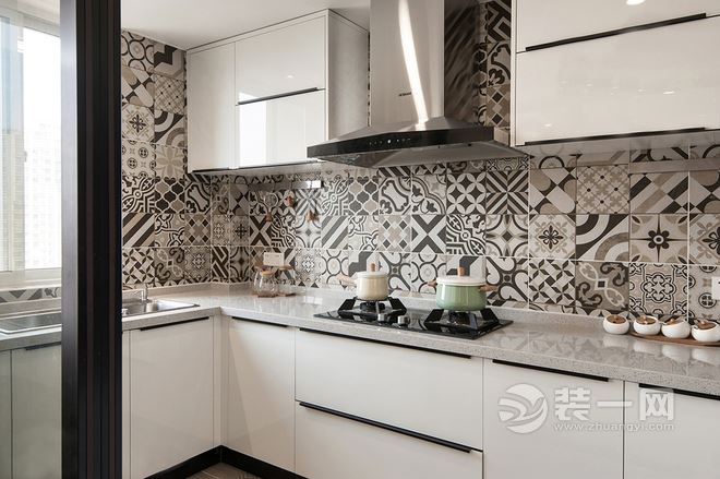 85平米现代简约风格两居室装修案例厨房装修效果图