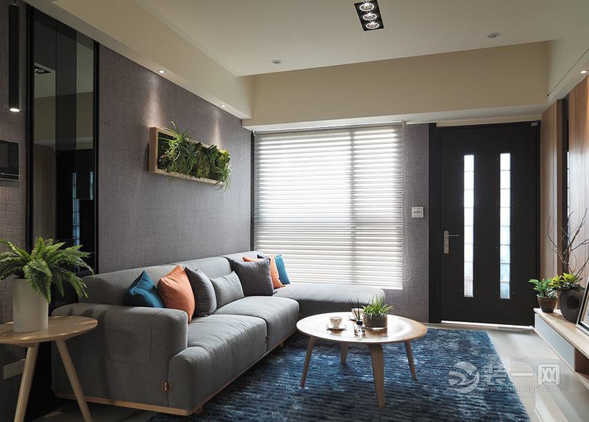 66平米现代简约风格小户型两居室装修案例客厅装修效果图