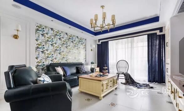 168平蓝白美式风格三室装修效果图