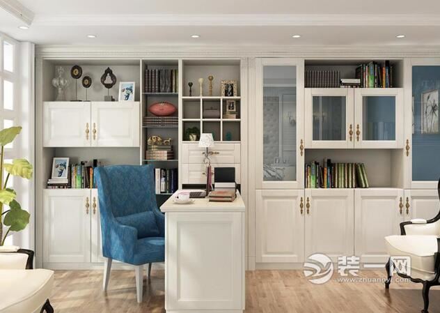 欧式现代风格的家装入墙式书柜效果图