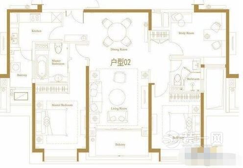 142平米装修效果图 广州装修公司荐三室两厅装修样板间