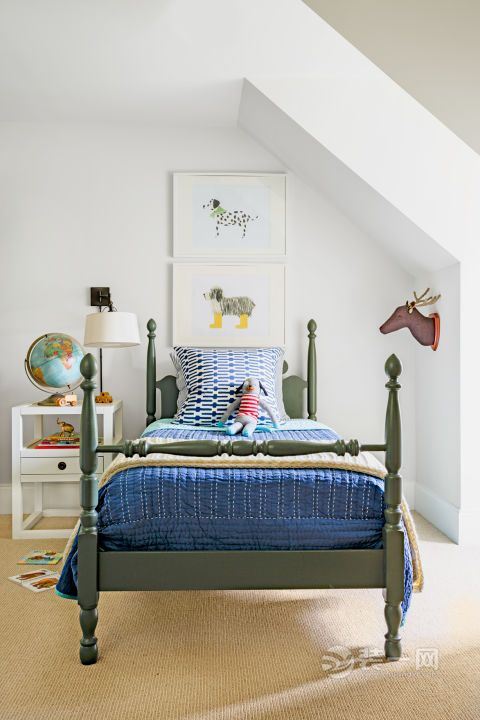 154平米美式田园风格三居室装修案例儿童房装修效果图