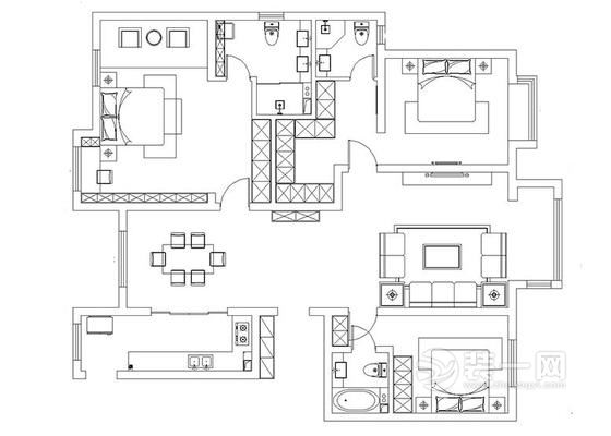 203平米现代简约风格四居室装修效果图