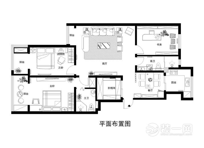 北京装饰公司推荐北蜂窝120平三居现代简约装修案例