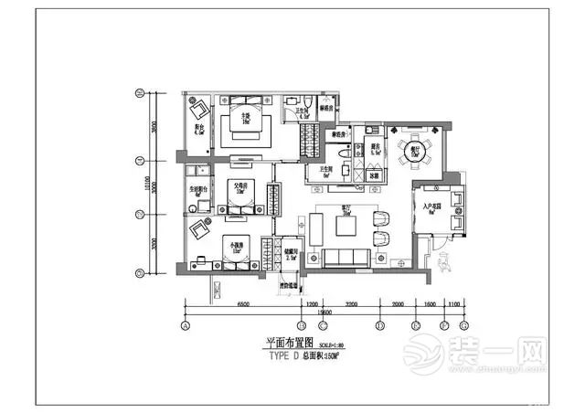 137平米新中式风格三居室装修效果图