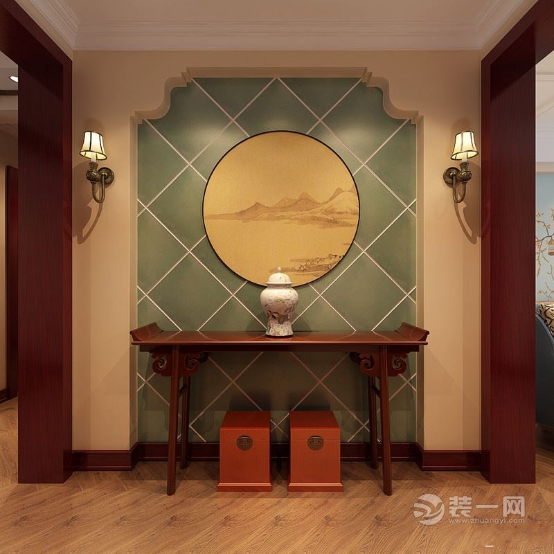 中式美式混搭 包头装饰公司170平四居室设计效果图