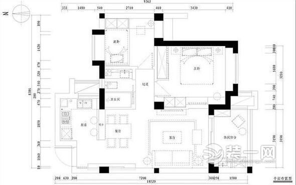 140平两居室户型图