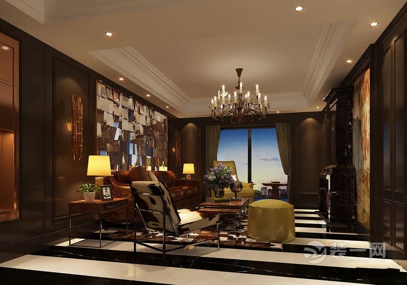 咖啡色为主调 天津装饰公司160平公寓现代风设计图