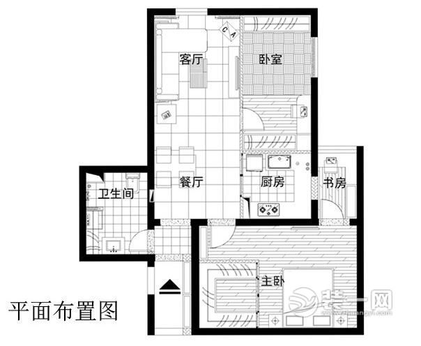 90平两居室装修平面布局图