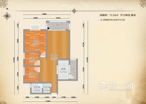 7万全包装修103平米现代简约三居室效果图