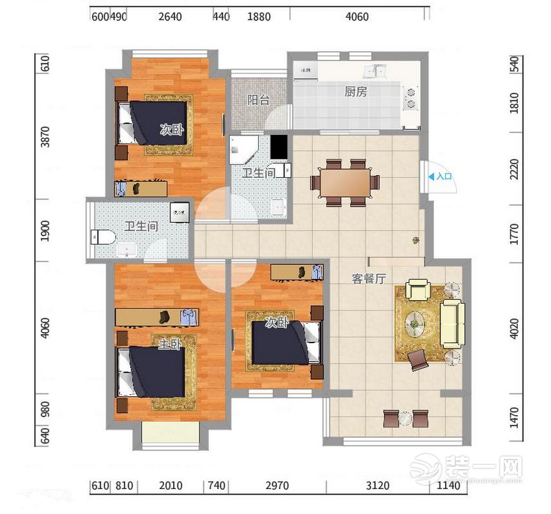 15万全包装修145平四居简欧效果图