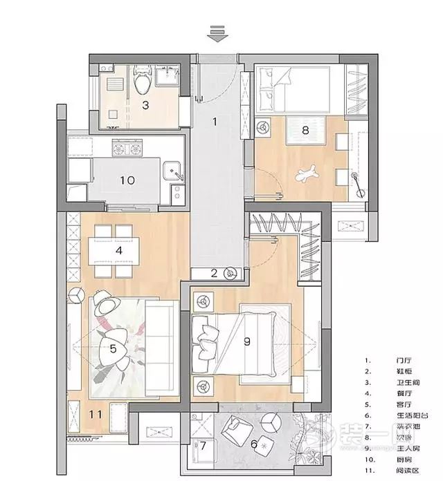 70平米北欧风格二居室装修效果图