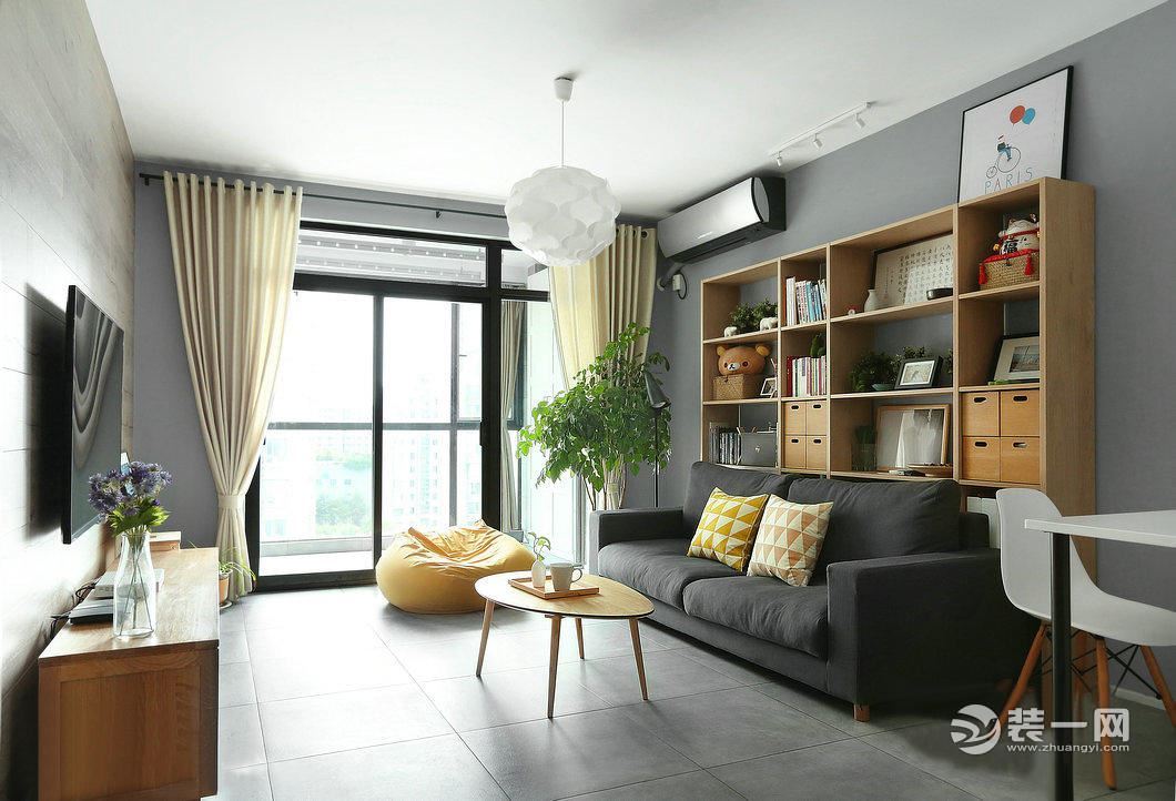 武汉盘龙理想世家88平米两居室装修样板间——客厅