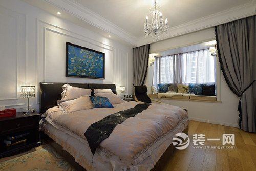武汉电建地产盛世江城95平米两居室欧美风格装修设计实景图——卧室