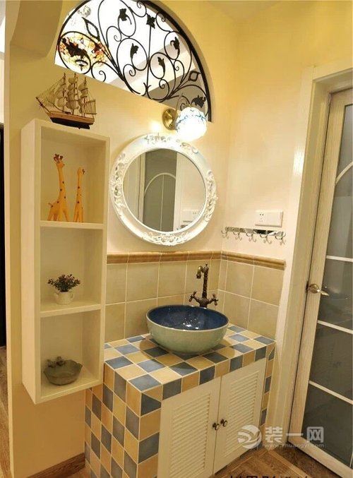 武汉保利心语81.6平地中海风格两居室装修设计实景图——洗手间