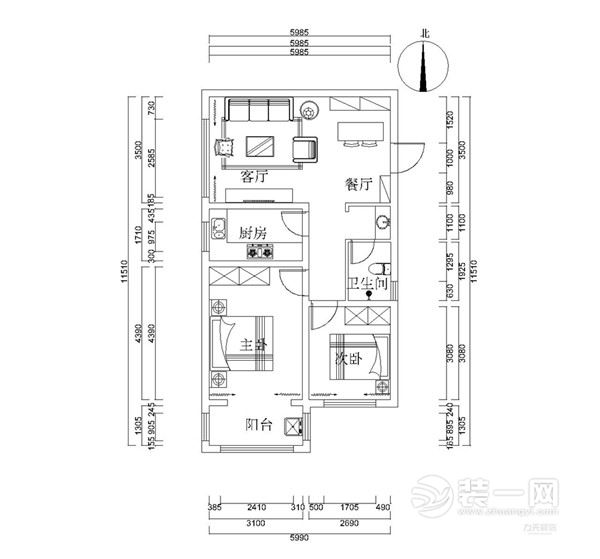 石家庄汇君城84平西式古典三居装修效果图