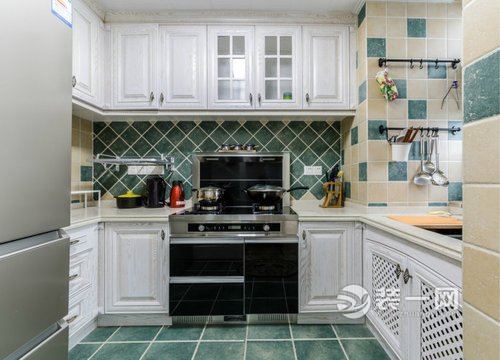 武汉卧龙墨水湖边三居室123平欧美风格装修实景图——厨房
