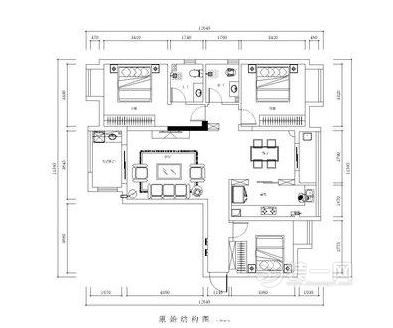 武汉中建南湖壹号125平三居室原始平面布置图