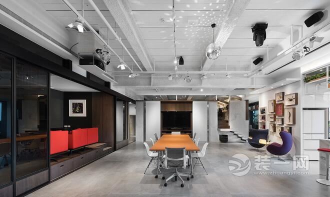 办公室装修设计方案 缤纷撞色的新工业风格商务案例