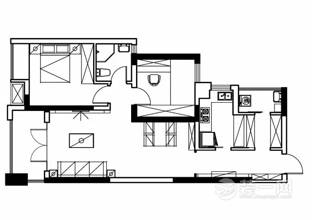 套内面积77平米美式风格三口之家装修效果图