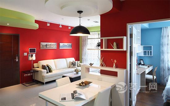 大红配大绿 包头装修公司分享86平米设计案例效果图--客厅