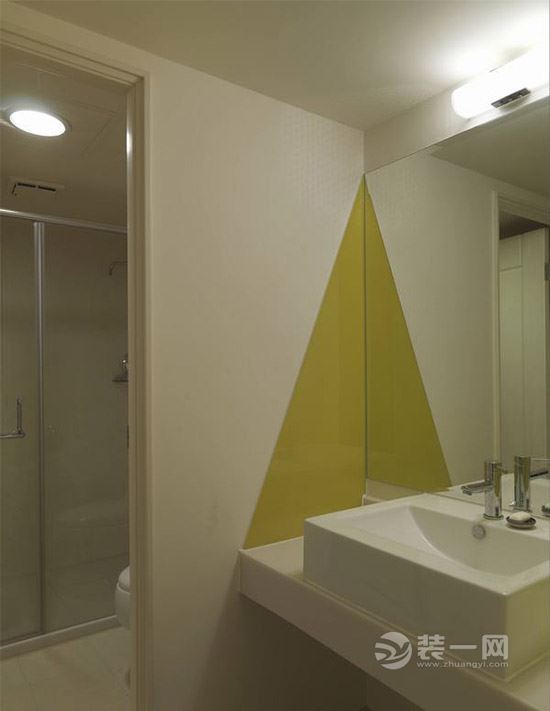 黄色为主色调 天津装饰公司93平米时尚个性装修案例--卫浴室