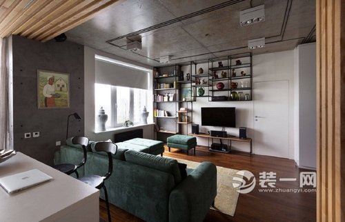 武汉绿地国际金融城145平三居室工业风格装修效果图