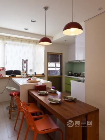厨房餐厅一体设计 北京万科新城三室两厅装修效果图