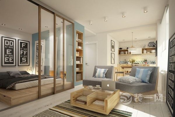 50平木质简约风格小户型公寓设计案例