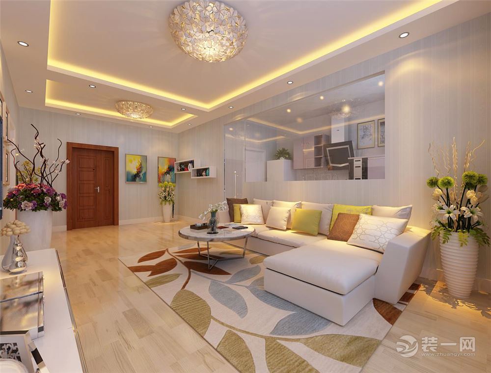 哈尔滨天悦小区-58平米二居室-现代风格-客厅装修效果图