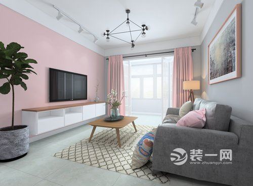 南京通宇林景熙园105平米粉色系现代简约风格装修效果图