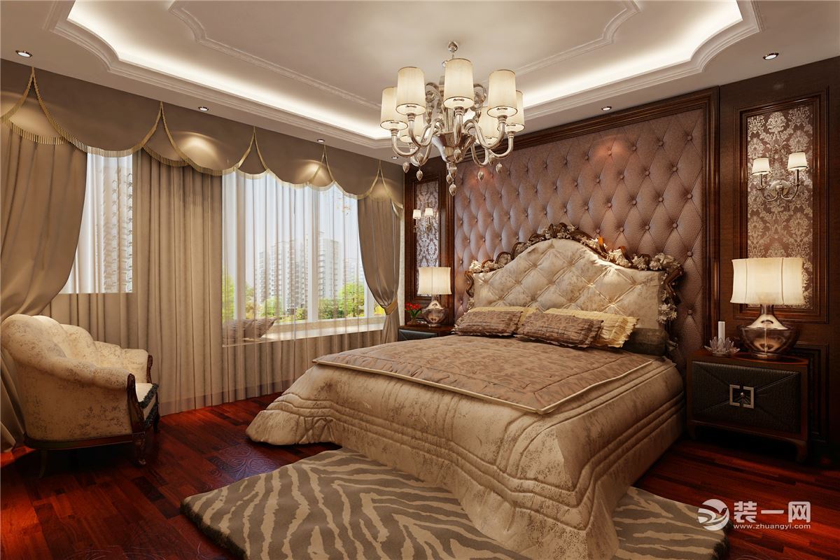 合肥梦园小区170平米三室两厅美式风格装修效果图——卧室