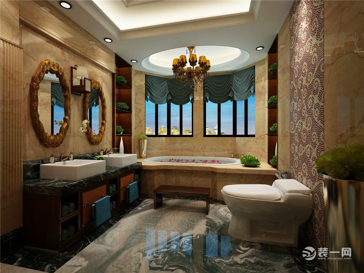 合肥梦园小区170平米三室两厅美式风格装修效果图——卫浴间