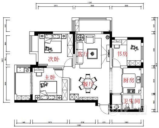 160平米简欧风格三居室装修效果图