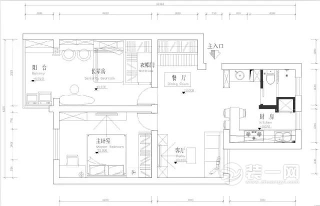 73平米两室两厅小户型案例平面布置图