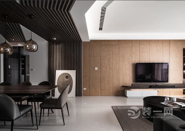 分割一字型客厅 148平米现代简约风格两厅装修效果图