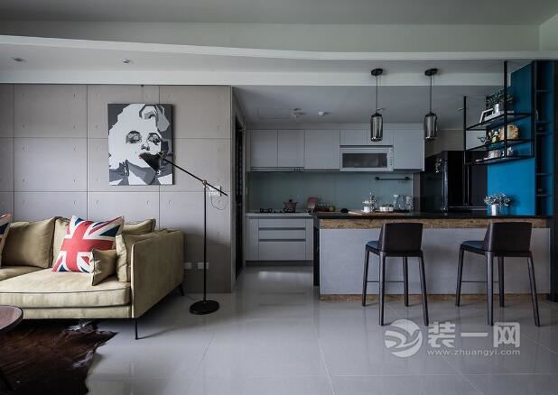 90平米三室两厅装修效果图 开放式厨房搭配美式风格