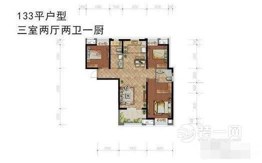武汉绿地香树花城133平三室两厅两卫一厨户型图
