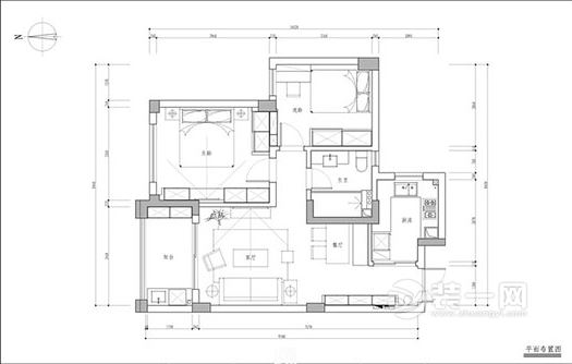 87平米两居室温馨实用便利美式家 绵阳装修公司推荐：平面设计图