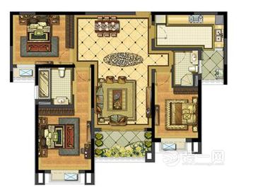 南京雅居乐滨江国际142平米现代简约风格三居室户型图