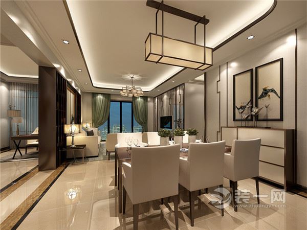 120平新中式风格三居室装修案例