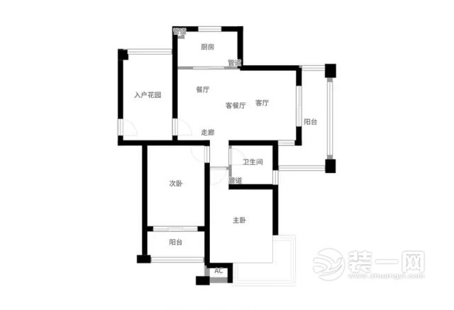 84平米田园风格二居室装修效果图