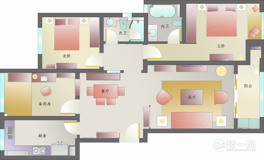 苏州世茂四期116平米北欧风格三居室户型图