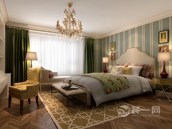 合肥内森庄园200平美式风格别墅装修效果图——卧室