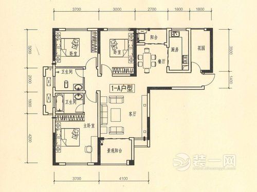 长沙湘府邻伴128平三室两厅两卫简欧风格装修效果图