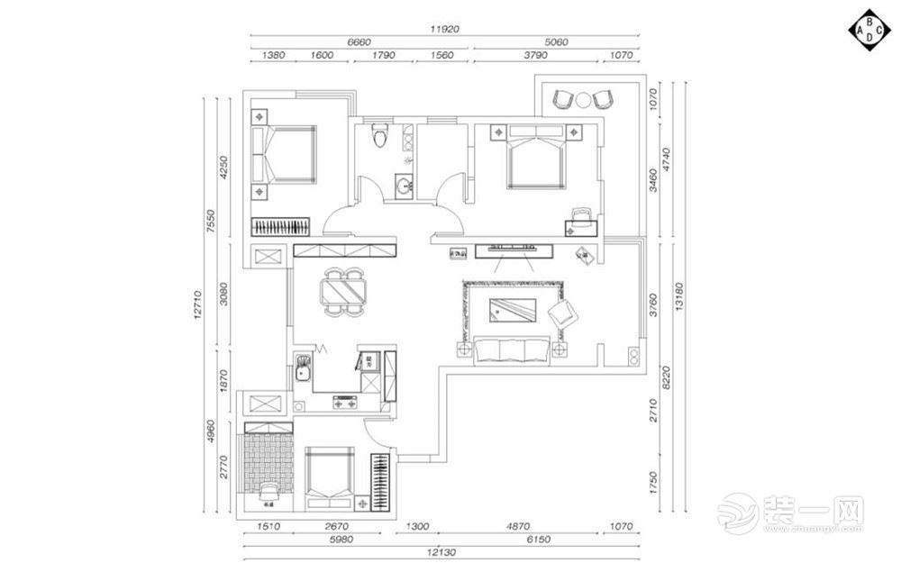 天津阳光海岸140平两室两厅户型 现代简约装修设计