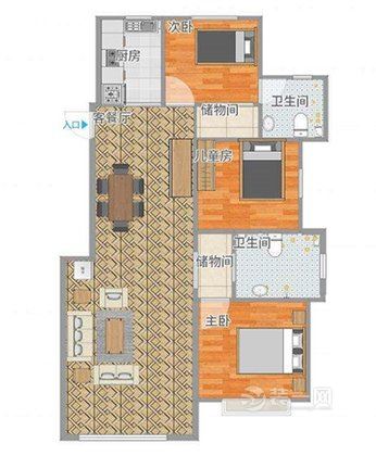 200平米简欧风格四居室装修效果图